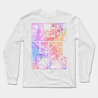 Seoul, South Korea City Map Typography - Colorful Long Sleeve T-Shirt